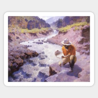 Panning Gold, Wyoming by William Robinson Leigh Sticker